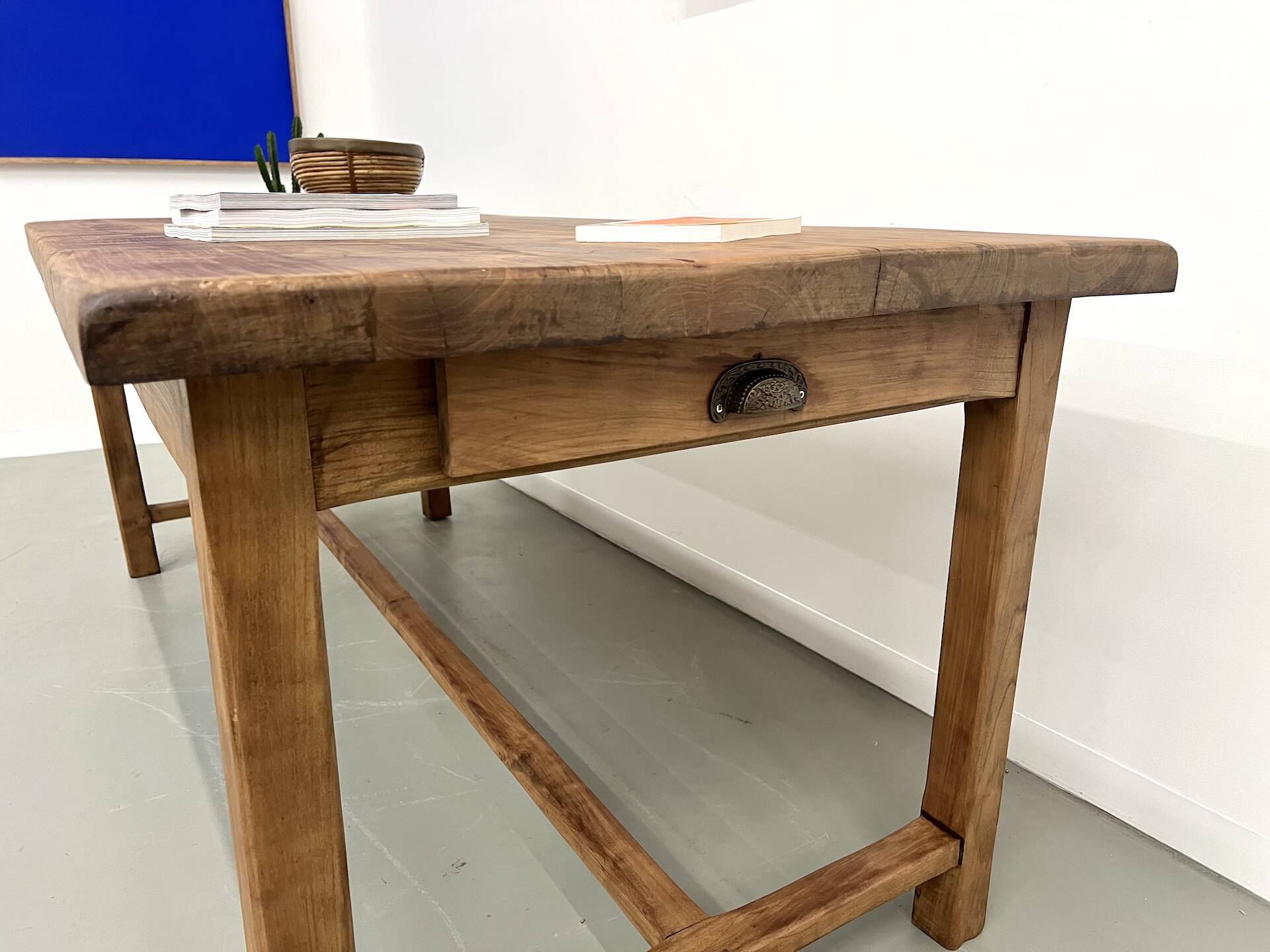 Antique farmhouse table in solid cherry wood