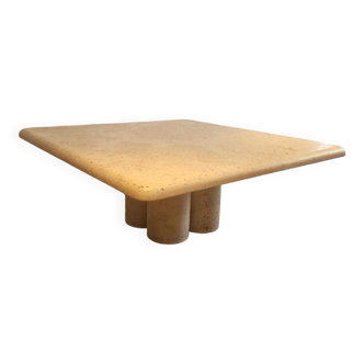 Table Basse Carrée en Travertin par Mario Bellini pour Cassina