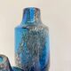 Set of 6 Schot Wiesel glass vases Bavarian Glass Art 'Florida' by Heinrich Löffelhardt blue bubbles 1970s Germany