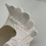 Large vintage white ceramic pot cover Pigeon