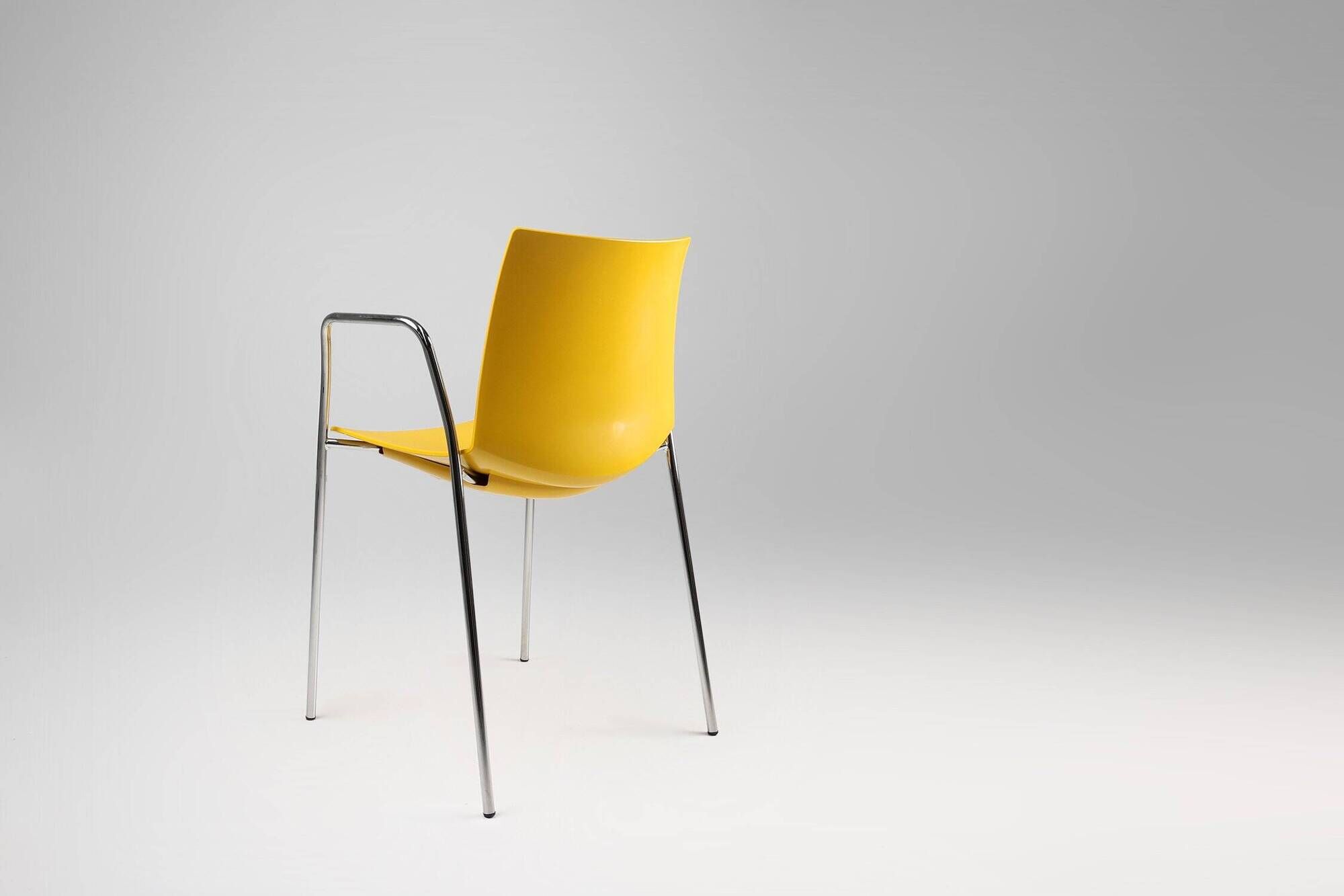 Mid-Century Yellow Chair with Metal Frame and Plastic Seat, Belgium
