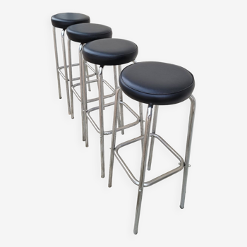 Set of 4 vintage 1950 chrome high bar stools