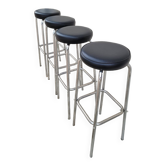Série de 4 tabourets haut de bar vintage 1950 chromé