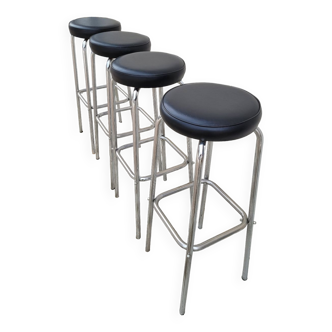 Set of 4 vintage 1950 chrome high bar stools