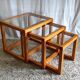 Nesting tables in solid wood and glass – 70s