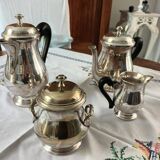 Ancien service à café métal argenté epns poignée noir bakélite