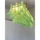 Contemporary Modern Green Frosted "Selle" Murano Glass Rectangular Chandeli
