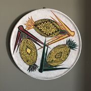 Vintage dish in ceramic African drawing