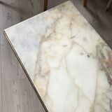 Marble and golden patina iron coffee table