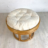 60's vintage rattan pouf