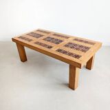 Brutalist elm wood coffee table 1970s