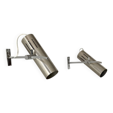 Pair of vintage wall sconces by Alain Richard, metal and aluminium, France.