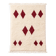 Minimalist cream Berber rug with red diamonds.