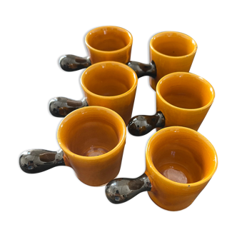 Set of 6 stoneware coffee cups