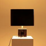 Decorative Laminated Wood and Chromed Steel Table Lamp 1970s