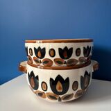 Set of Boch La Louvière salad bowls and dishes, Kimono model, 1970