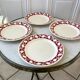 4 flat plates Badonviller tulips burgundy years 30-40