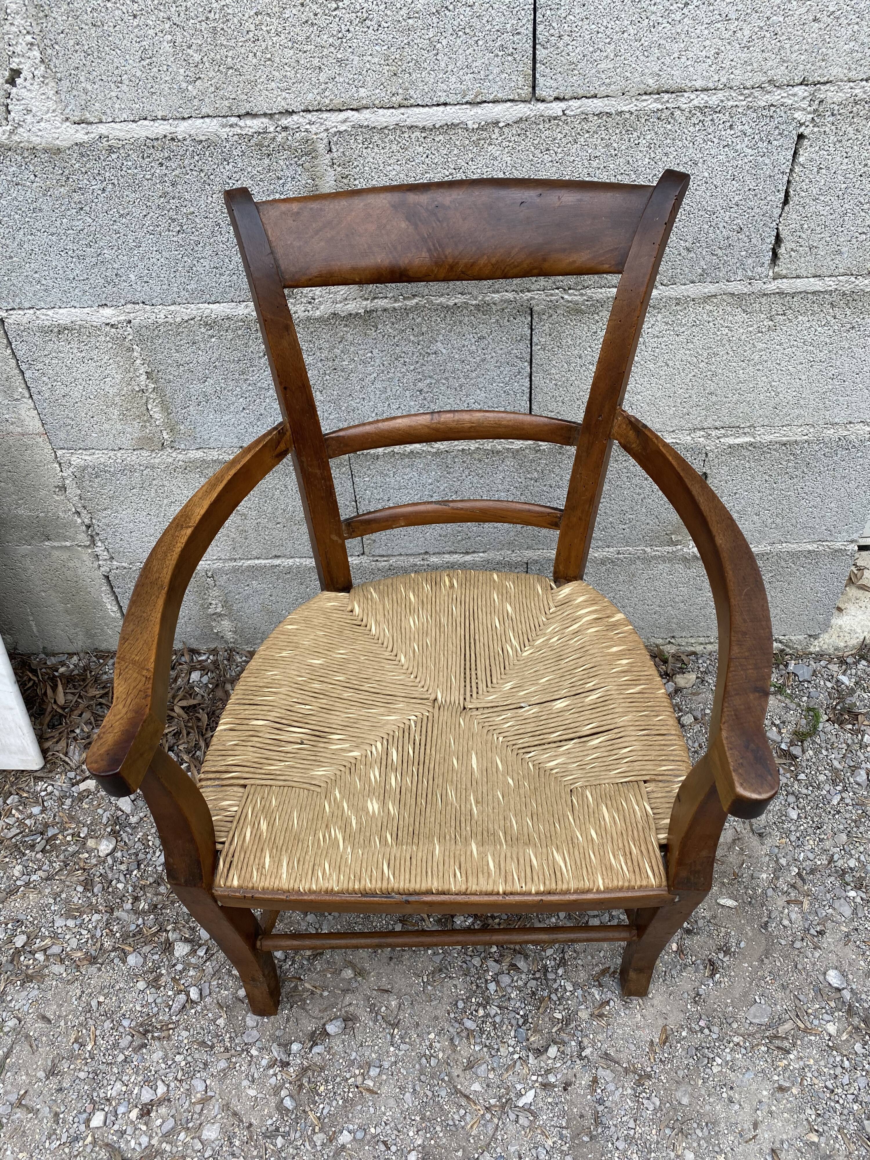 Antique straw armchair