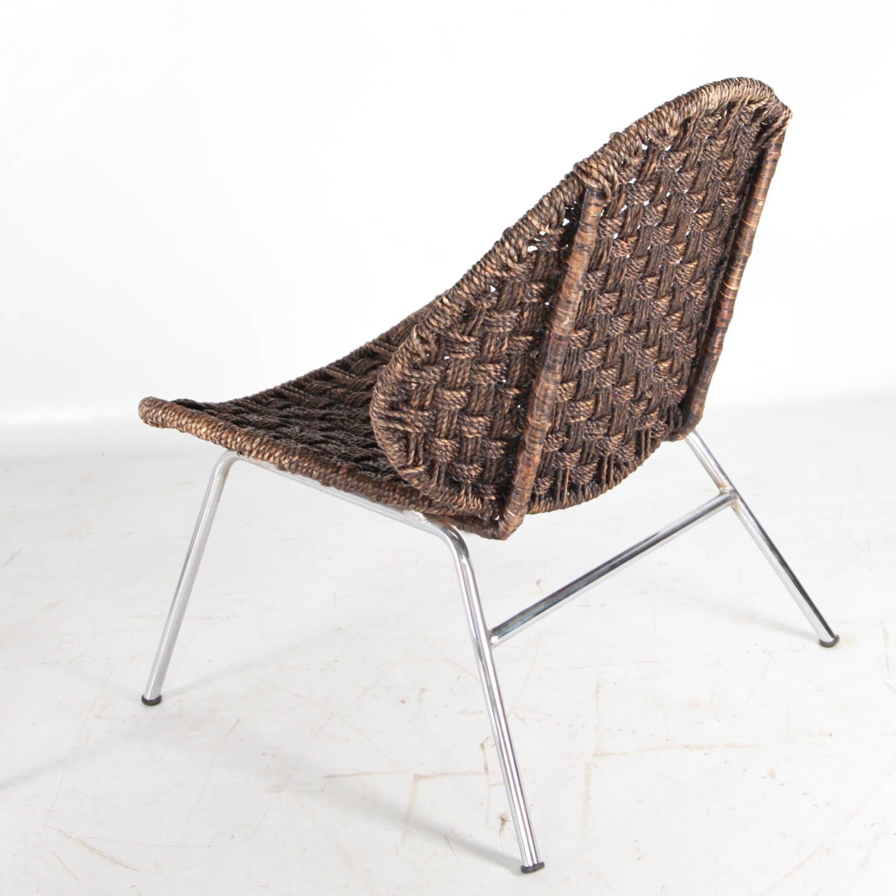 Chaise d’appoint en corde et son ottoman