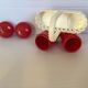 Red and white plastic salt and pepper shakers Emsa.