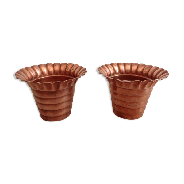 Duo de cache pots en cuivre