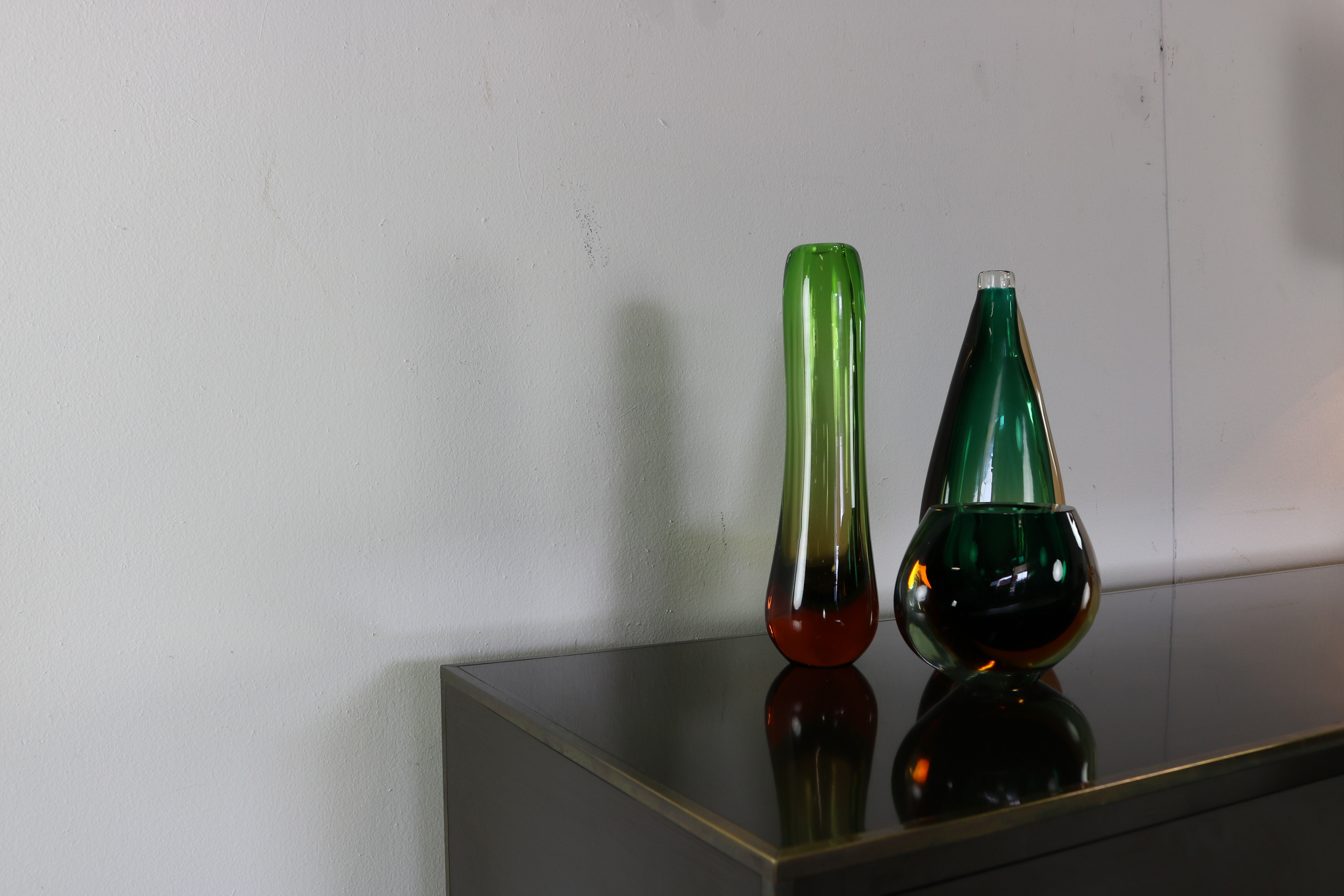 Ensemble de trois vases de Nils Landberg pour Orrefors Suède