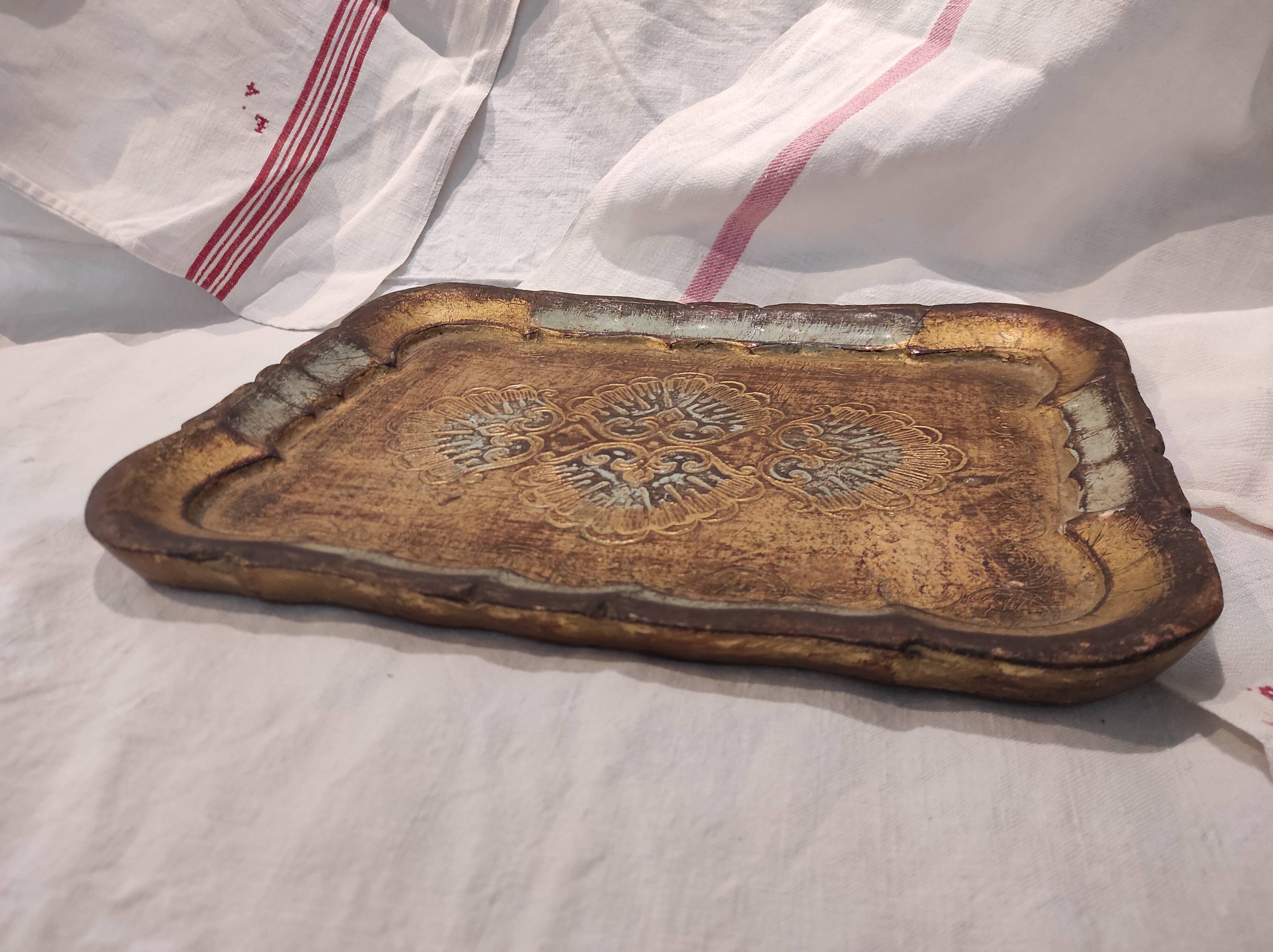 Plateau vintage en papier mâché italien
