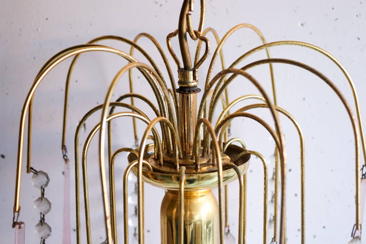 Murano crystal drop chandelier in pink