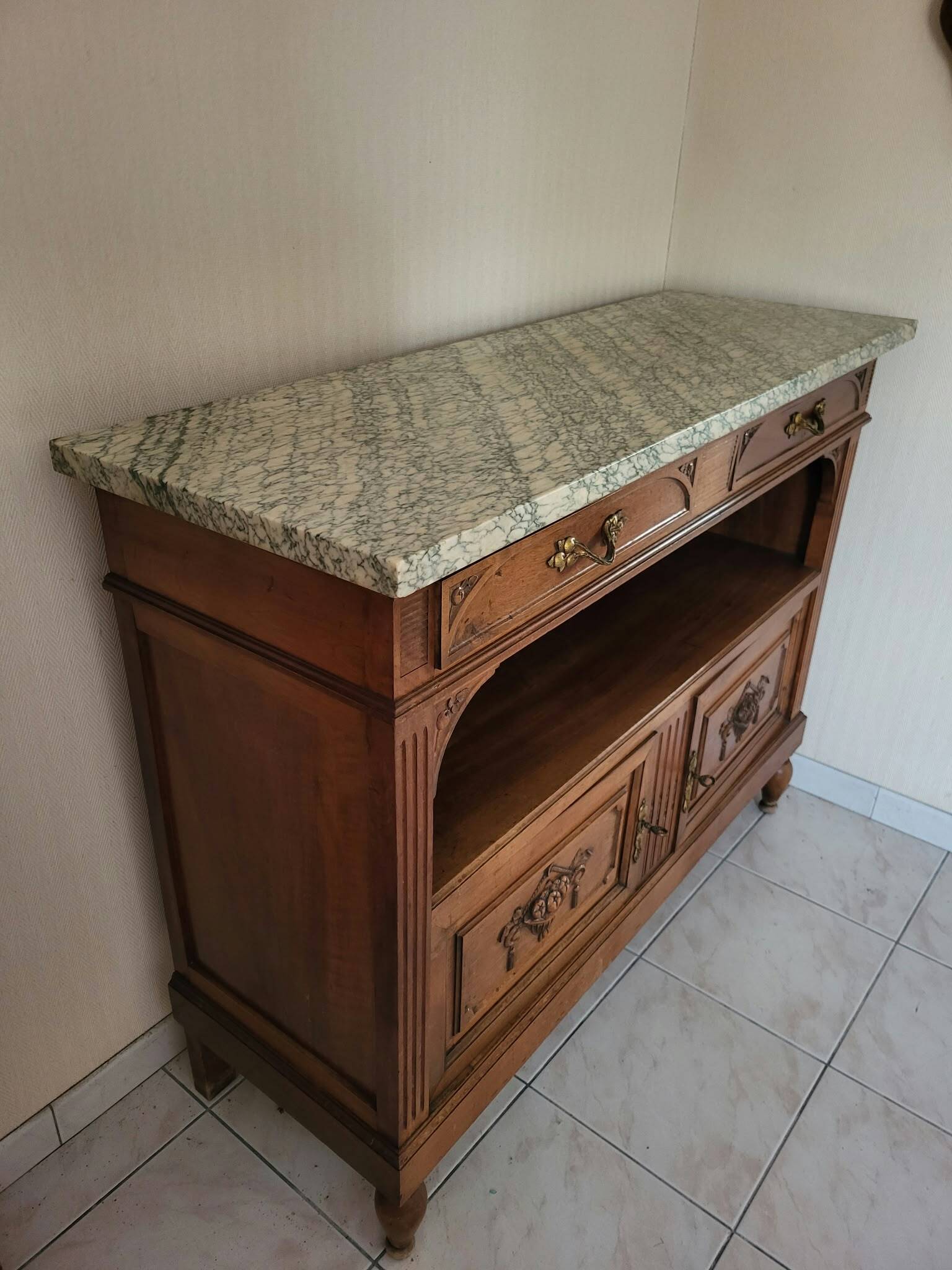 Commode / Desserte Art Nouveau 1910 - Noyer Massif