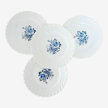 Set of 4 dessert plates lunéville tradition blue flowers