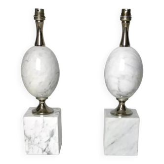 Pair of modernist egg lamp bases by Philippe Barbier