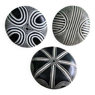 Lot de 3 Boucliers Africains Bamiléké Traditionnels
