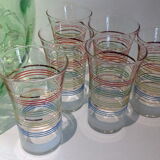 Set of 6 vintage juice glasses with stripes