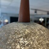 Resin and teak ball pendant light