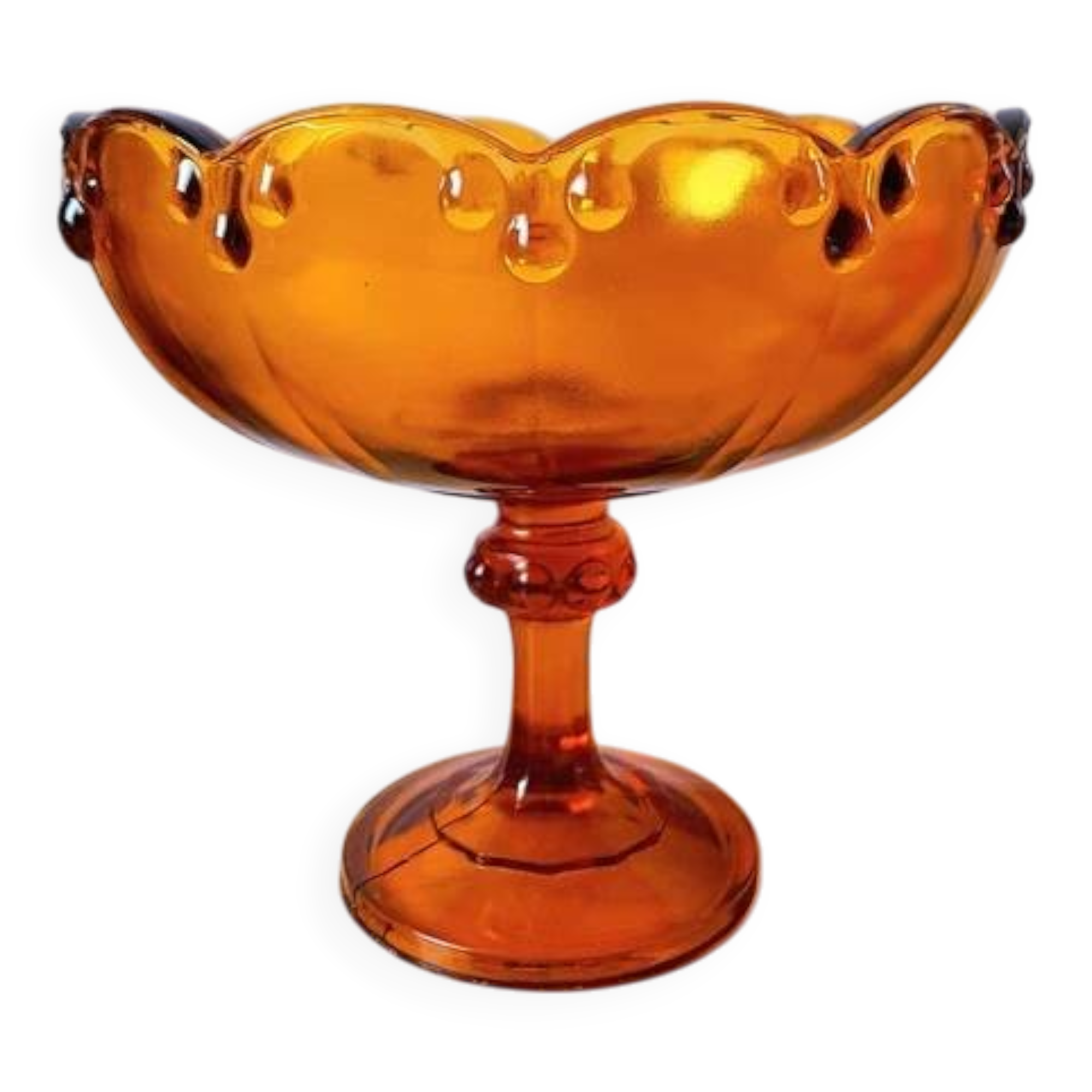 Amber glass fruit bowl