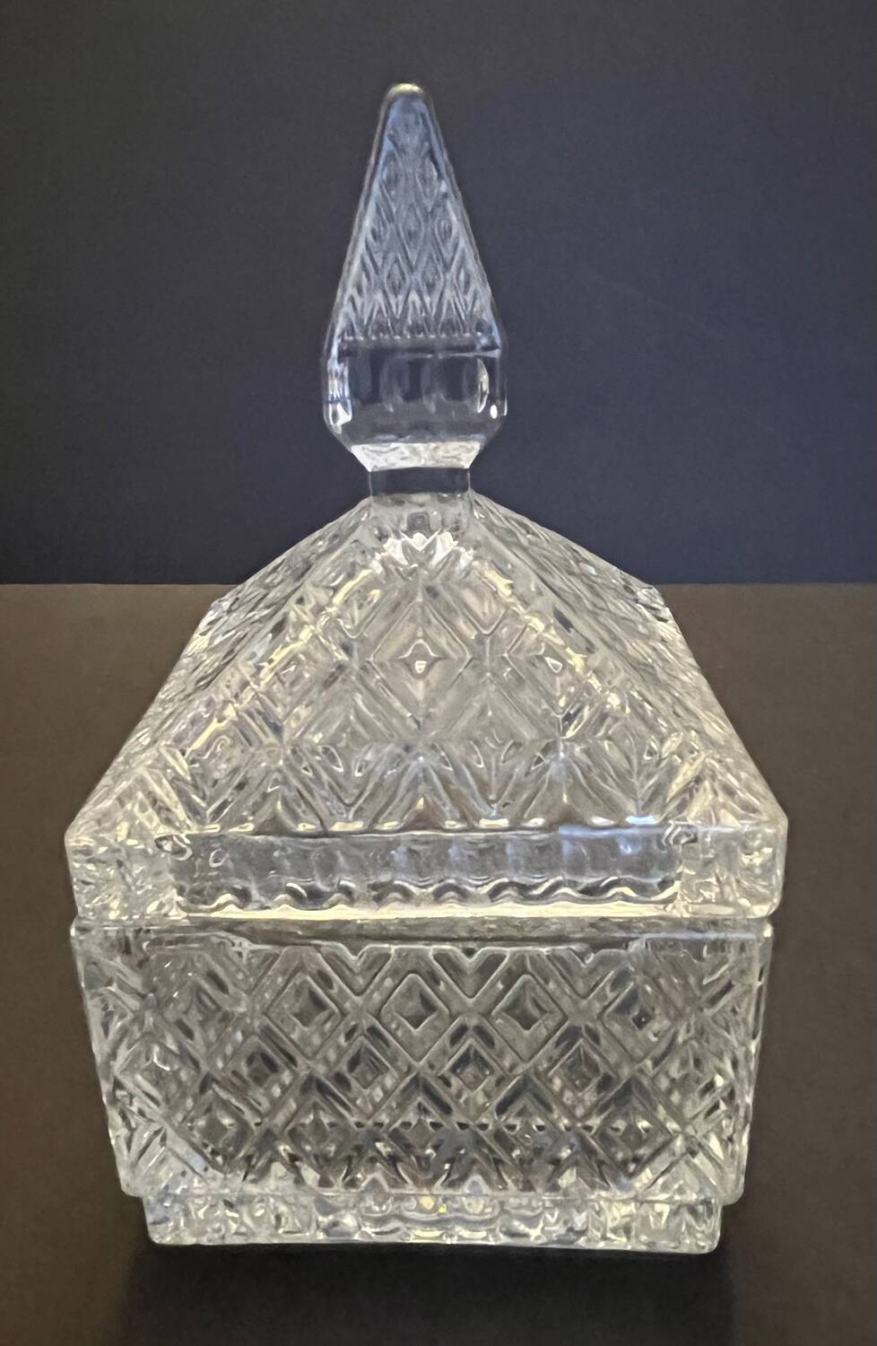 Cut glass sugar bowl