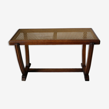 Banc en bois et cannage de pont de bateau vintage