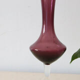 Vase in purple and transparent opaline, vintage