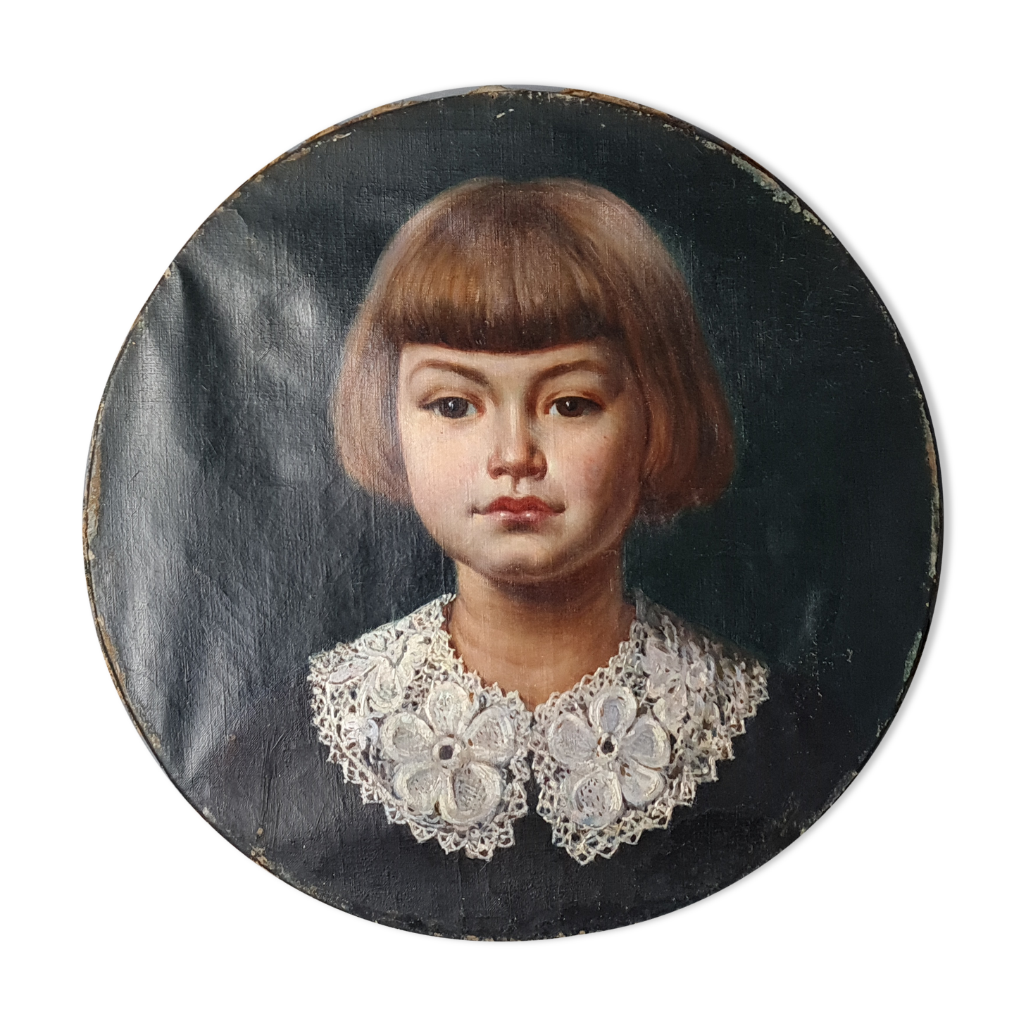 French school around 1900, portrait of a young girl, oil on canvas around 1900 Good condition. SB
