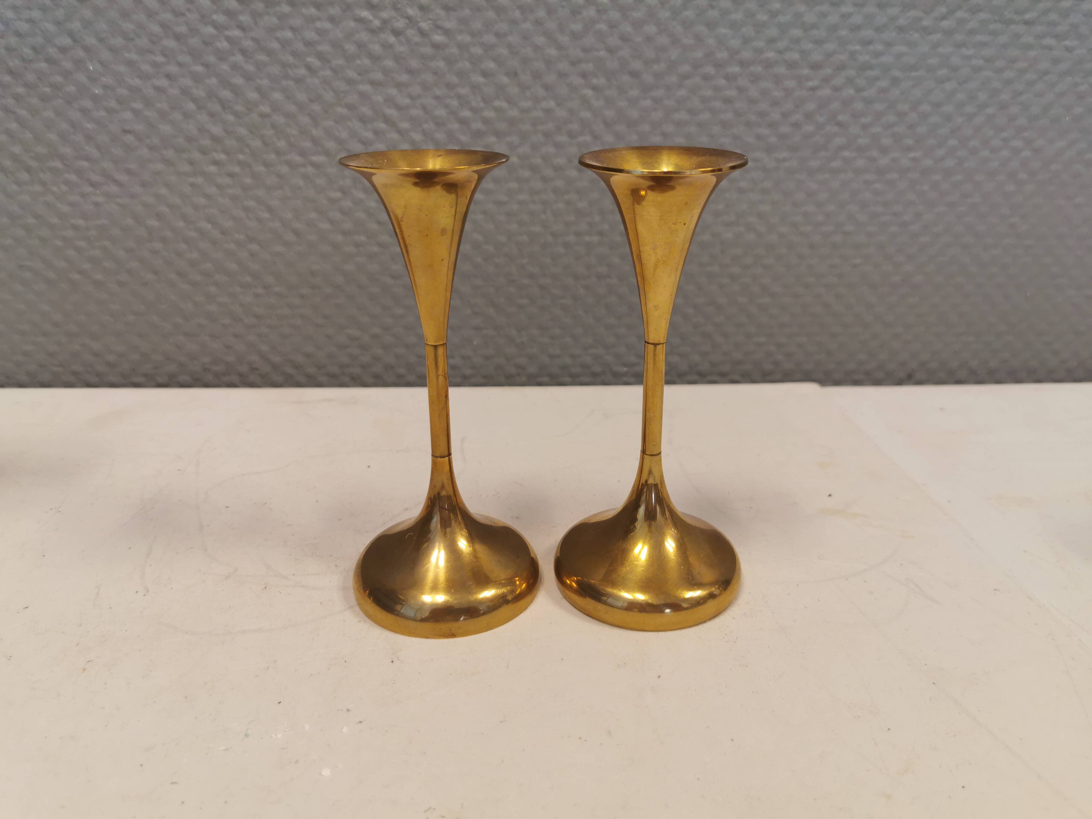 Danish designed candle holders in solid brass.