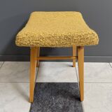 Tabouret, repose-pieds en laine jaune, années 1960