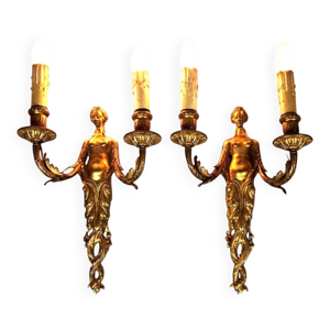Paire anciennes appliques - feux bronze