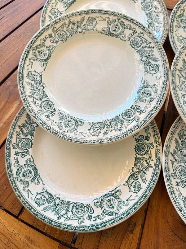 Set of 6 antique Longwy "Talma" flat plates in ironstone - 20th century