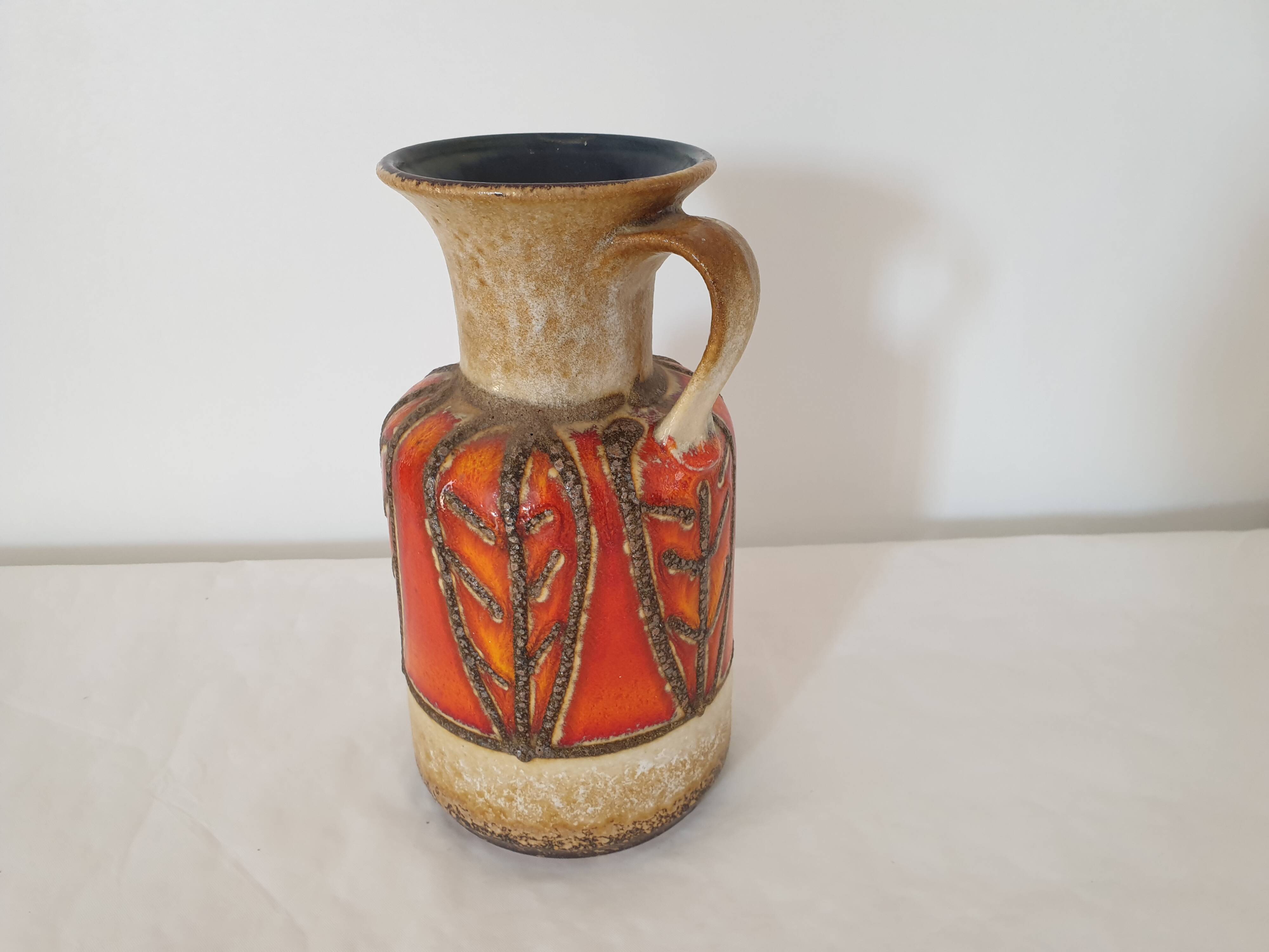 Vintage Jasba ceramic vase with handle - Height 25cm - 70's