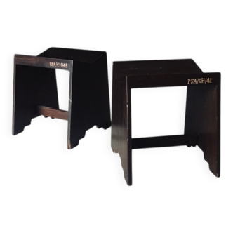 Modernist PJ-SI-68-A Sewing Stools by Pierre Jeanneret for Chandigarh, 1950s, India, Set of 2