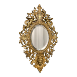 Bronze mirror napoleon III H39x23 decoration with putti and mascaron