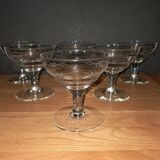 6 engraved champagne glasses from the 30s/40s