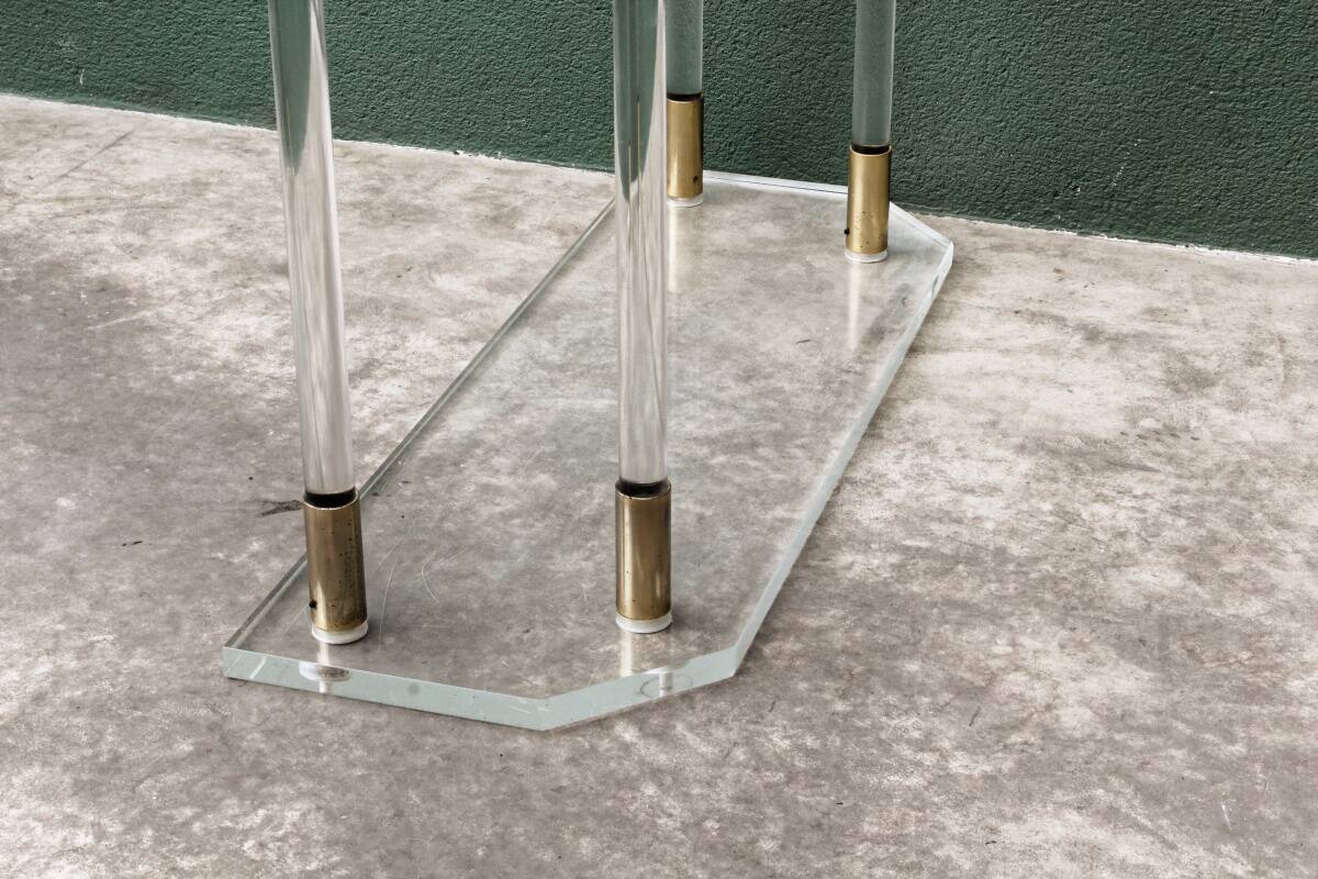 Console, altuglass, 1970s, in the style of Charles Hollis Jones.