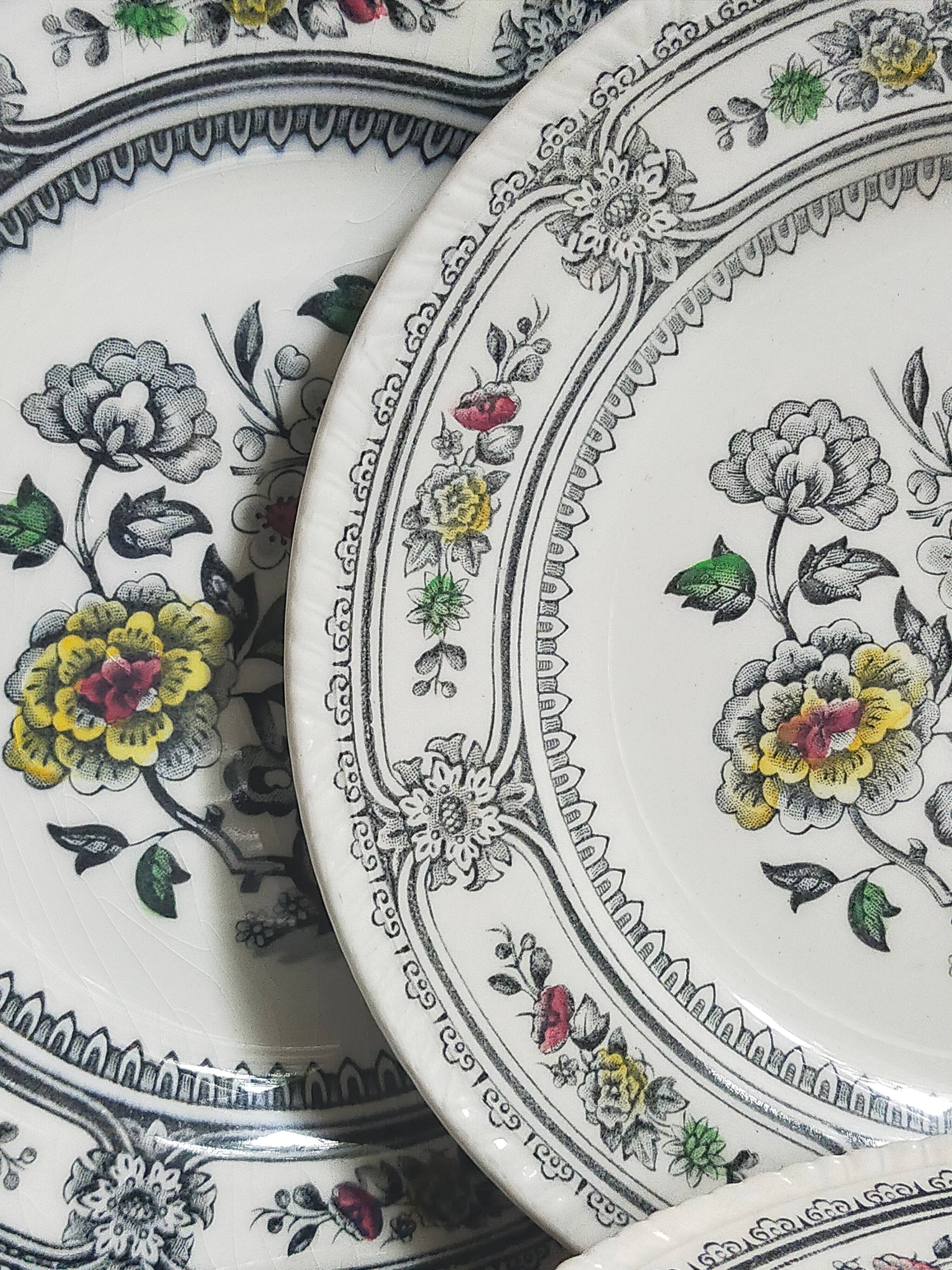 Six English porcelain dessert plates WOOD & SONS Dorset service