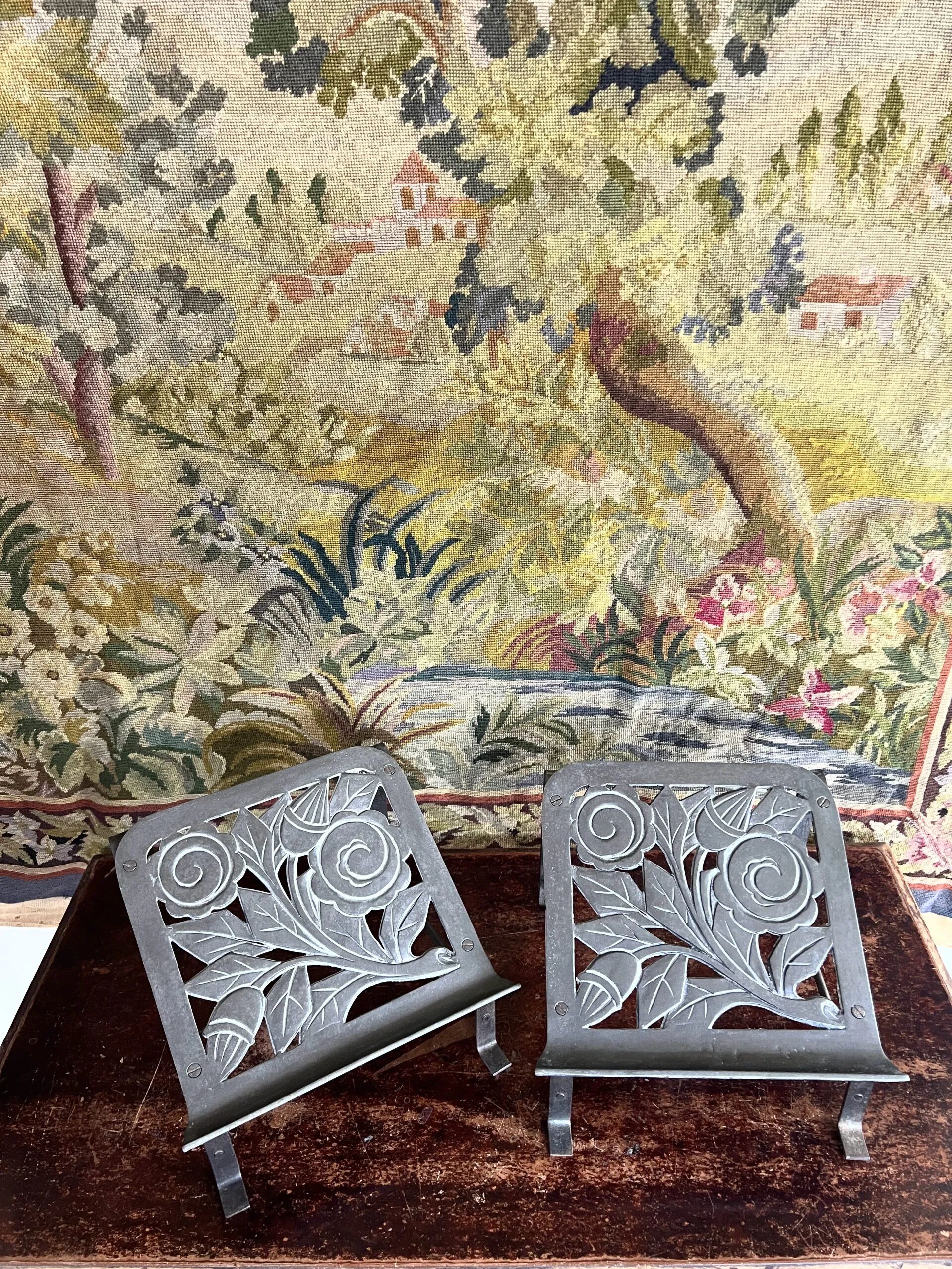 Pair of Art Deco barber's footrests